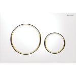 Pulsador serie Sigma20 de Geberit. Plástico para doble descarga - blanco/dorado/blanco